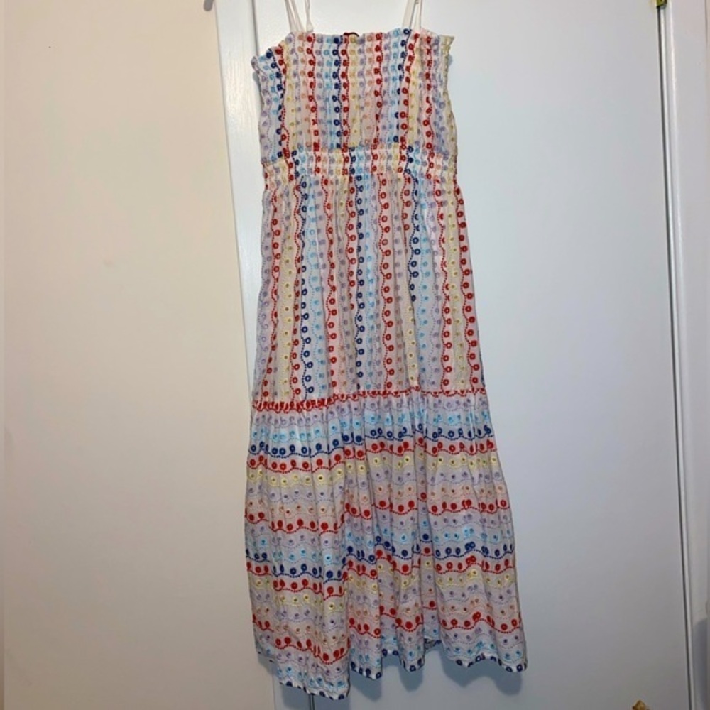 Eyelet White MIDI Dress Red Carter - Picture 2 of 5